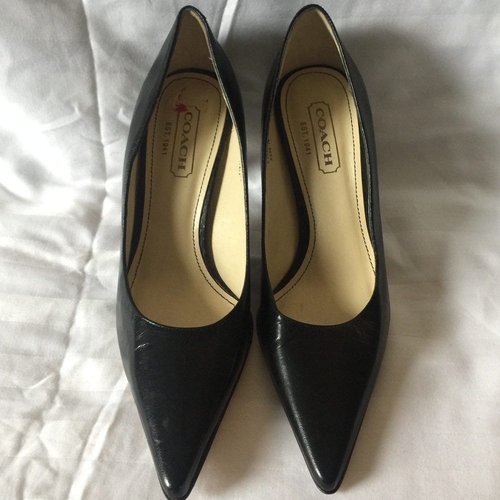 Coach Black Waverly Mid Heel Pump